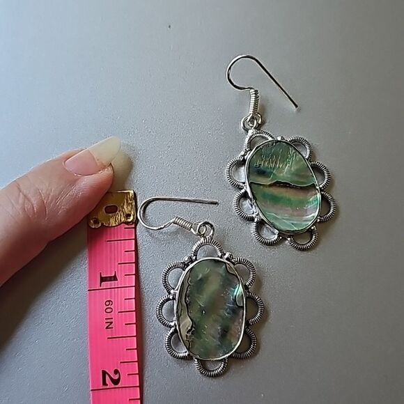 Abalone Earrings and Necklace 18" - Picture 3 of 9